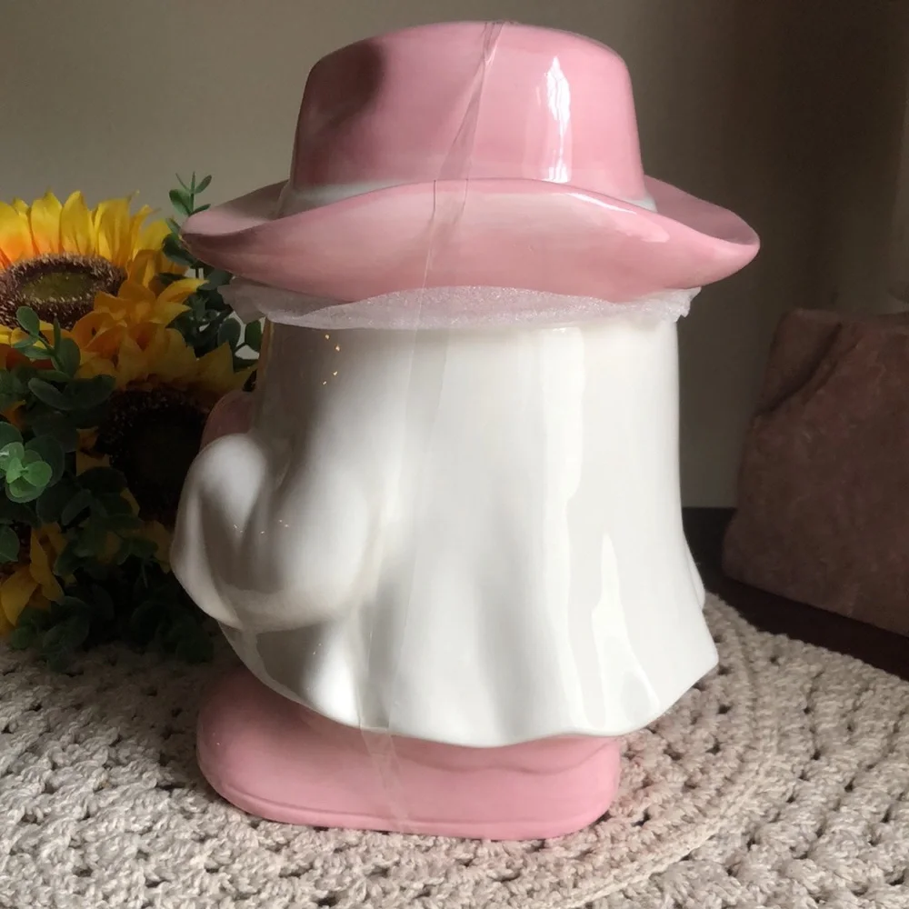 Pink Western Ghost Ceramic Halloween Cookie Jar
